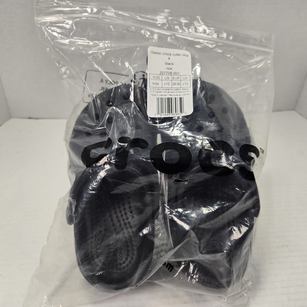 CROCS Unisex Classic Cutie Clog Black Slip-on Sandals Size C12 Toddler - Picture 10 of 10